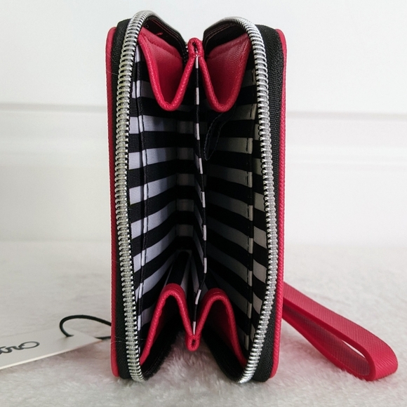 marc tetro Frenchie Wallet Wristlet Zip Around PVC Saffiano Red NWT - Picture 7 of 13